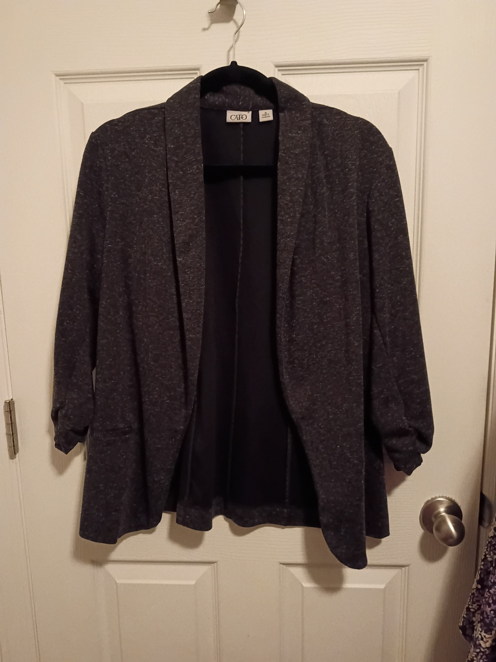 Cato Dark Heather Gray Open Front Business Jacket